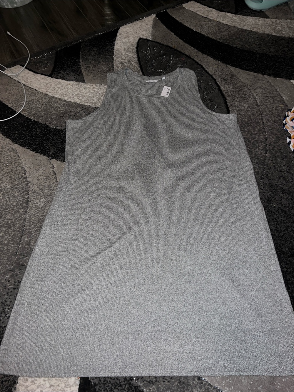 Reitmans Grey Ribbed Sleeveless Tunic Top